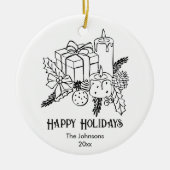 手描きお洒落フェスティバルクリスマス セラミックオーナメント (正面)