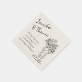 手描きお洒落フローラシャンパ結婚ーニュ スタンダードカクテルナプキン (角)