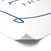 手描きお洒落ブルー結婚の歓迎サイン ポスター (角)