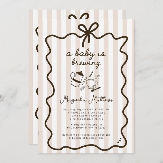 手描きお洒落ベビーは醸造ベビーシャワー 招待状 (正面/裏面)