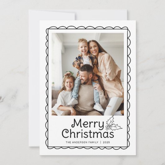 手描きお洒落ホタテのフレーム写真クリスマス シーズンカード (正面)