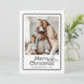 手描きお洒落ホタテのフレーム写真クリスマス シーズンカード (スタンド正面)