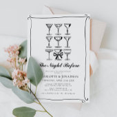 手描きお洒落マルティニのリハーサルのディナー 招待状