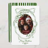 手描きお洒落メリークリスマス家族の写真 招待状 (正面/裏面)