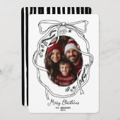 手描きお洒落メリークリスマス家族の写真 招待状 (正面/裏面)