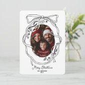 手描きお洒落メリークリスマス家族の写真 招待状 (スタンド正面)