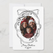 手描きお洒落メリークリスマス家族の写真 招待状 (正面)