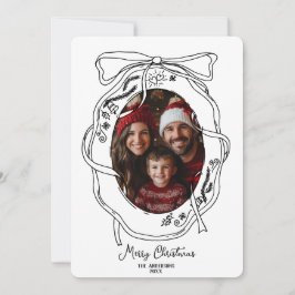 手描きお洒落メリークリスマス家族の写真 招待状