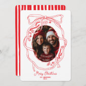 手描きお洒落メリークリスマス家族の写真 招待状 (正面/裏面)
