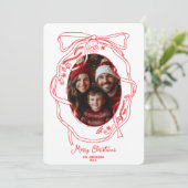 手描きお洒落メリークリスマス家族の写真 招待状 (スタンド正面)