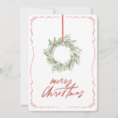 手描きお洒落リース写真クリスマス シーズンカード (正面)