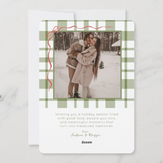 手描きお洒落リース写真クリスマス シーズンカード (裏面)