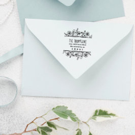 手描きお洒落ワイルドフラワーグリーン ラバースタンプ