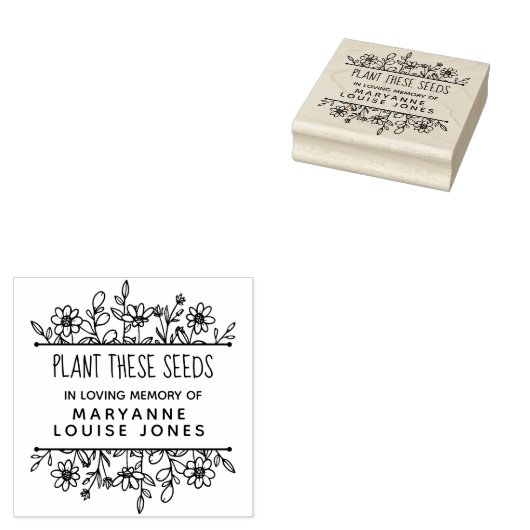 手描きお洒落ワイルドフラワー植物種子 ラバースタンプ (押印)