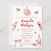 手描きお洒落ワインブライダルシャワー招待 招待状 (正面)