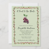 手描きお洒落ヴィネヤードワインブライダルシャワー 招待状 (正面)