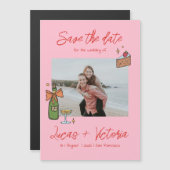 手描きお洒落写真結婚式の日付を保存 マグネット招待状 (正面/裏面)