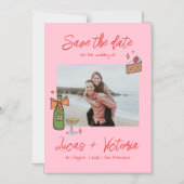 手描きお洒落写真結婚式の日付を保存 マグネット招待状 (正面)