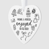 手描きお洒落婚約クリスマス オーナメント (正面)