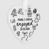 手描きお洒落婚約クリスマス オーナメント (正面)