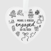 手描きお洒落婚約クリスマス オーナメント (裏面)
