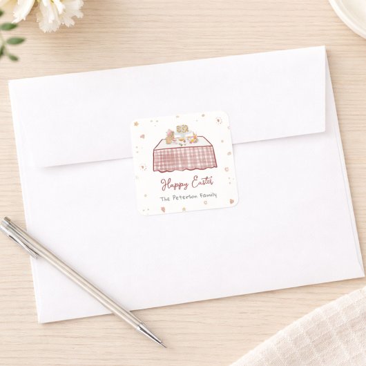 手描きお洒落春イースターブランチ スクエアシール