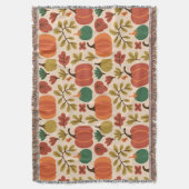 手描きお洒落秋ハロウィーンパンプキンシール スローブランケット (正面縦)