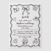 手描きお洒落結婚角 ベラム紙招待状 (正面)