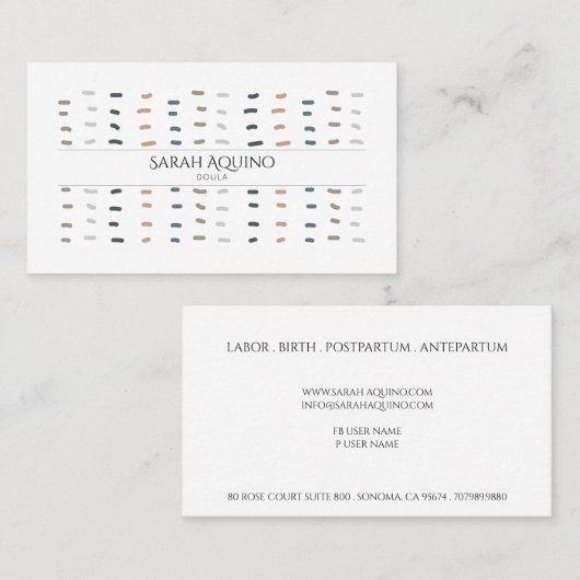 手描きお洒落線Doulaまたは助産師 名刺 (正面/裏面)