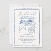 手描きお洒落花市場ブライダルシャワー 招待状 (正面)