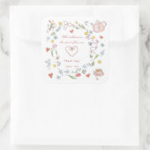 手描きお洒落茶ブライダルシャワー スクエアシール (バッグ)