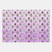 手描きお洒落誕生日カップケーキ ラッピングペーパーシート (正面2)