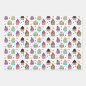 手描きお洒落誕生日カップケーキ ラッピングペーパーシート (正面)