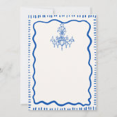 手描きお洒落青い波打ちリハーサルのディナー 招待状 (裏面)