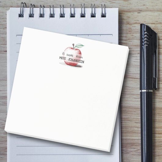 手描きかわいいおもしろい赤りんご先生鑑賞 ポストイット