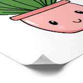 手描きかわいいかわいい鉢植えアート ポスター (角)