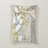 手描きかわいいアヒルの写真ホワイトアヒルのクリップアートファム アクセントクッション (裏面(縦))