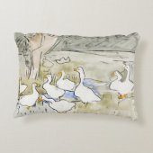 手描きかわいいアヒルの写真ホワイトアヒルのクリップアートファム アクセントクッション (裏面)