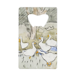 手描きかわいいアヒルの写真ホワイトアヒルのクリップアートファム クレジットカード栓抜き