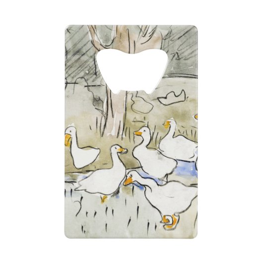 手描きかわいいアヒルの写真ホワイトアヒルのクリップアートファム クレジットカード栓抜き (正面)