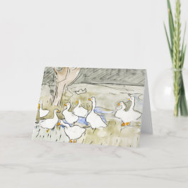 手描きかわいいアヒルの写真ホワイトアヒルのクリップアートファム シーズンカード