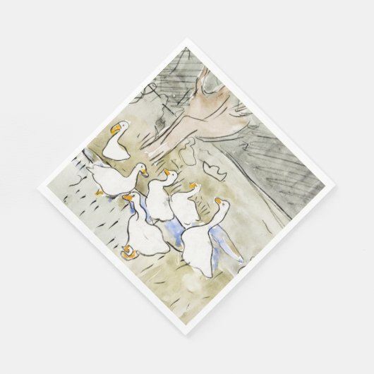 手描きかわいいアヒルの写真ホワイトアヒルのクリップアートファム スタンダードランチョンナプキン (角)