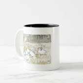 手描きかわいいアヒルの写真ホワイトアヒルのクリップアートファム ツートーンマグカップ (正面左)