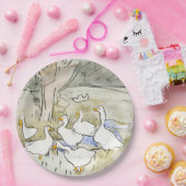 手描きかわいいアヒルの写真ホワイトアヒルのクリップアートファム ペーパープレート (パーティー)