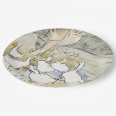 手描きかわいいアヒルの写真ホワイトアヒルのクリップアートファム ペーパープレート (アングル)