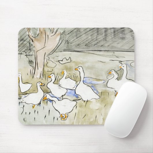 手描きかわいいアヒルの写真ホワイトアヒルのクリップアートファム マウスパッド (マウス)