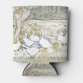 手描きかわいいアヒルの写真ホワイトアヒルのクリップアートファム 缶クーラー (正面)