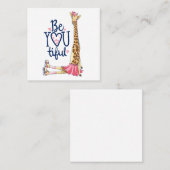 手描きかわいいキリンイラストレーション スクエア名刺 (正面/裏面)