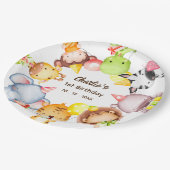 手描きかわいいベビーアニマル誕生日 ペーパープレート (アングル)