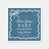 手描きかわいい弓スクイグルブルージーンベイビーシャワー スタンダードカクテルナプキン (正面)